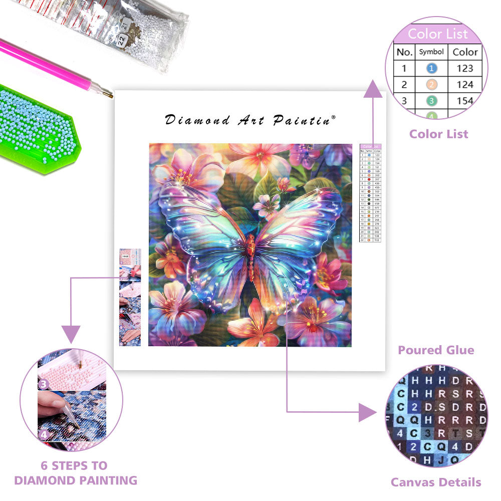 Crystal Butterfly Bloom - Diamond Painting