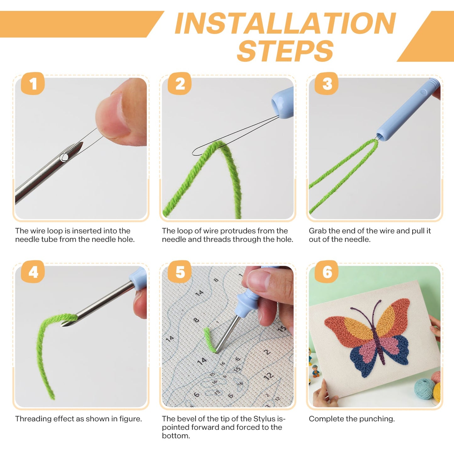 Colorful Butterfly - Punch Needle
