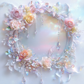 Pastel Roses and Iridescent Frame - Diamond Painting
