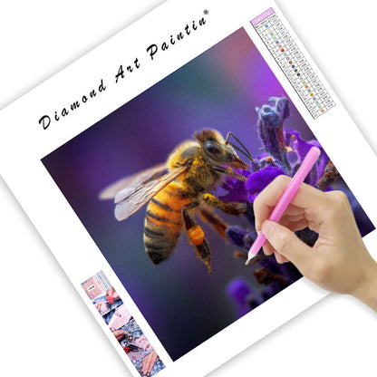 Honeybee on Lavender - Diamond Painting