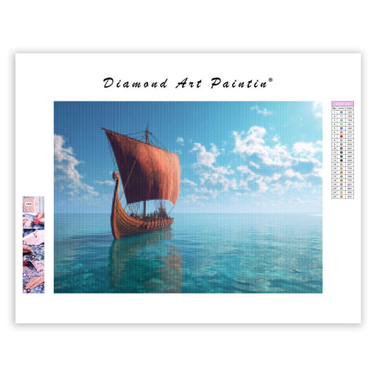 Viking Ship at Sea - Diamond Painting