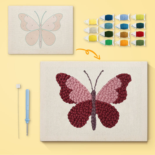 Purple Butterfly - Punch Needle