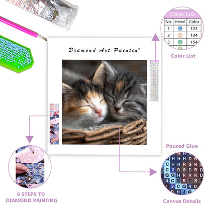 Kittens' Cuddly Slumber - Diamond Painting