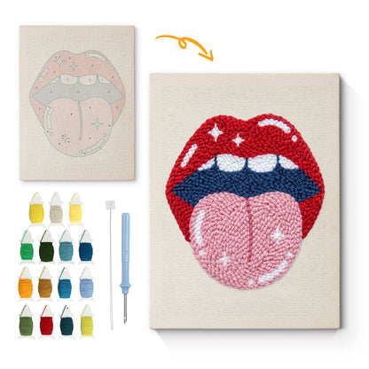 Playful Lips and Tongue - Punch Needle
