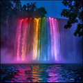 Rainbow Nightfall Falls - Diamond Painting