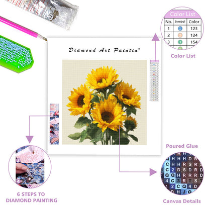 Yellow Sunflower Bouquet - Diamond Painting