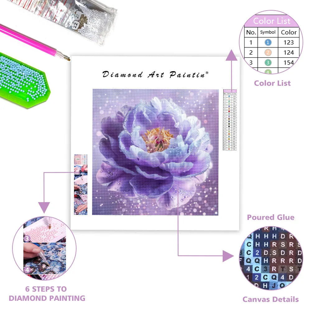 Purple Peony - Diamond Painting