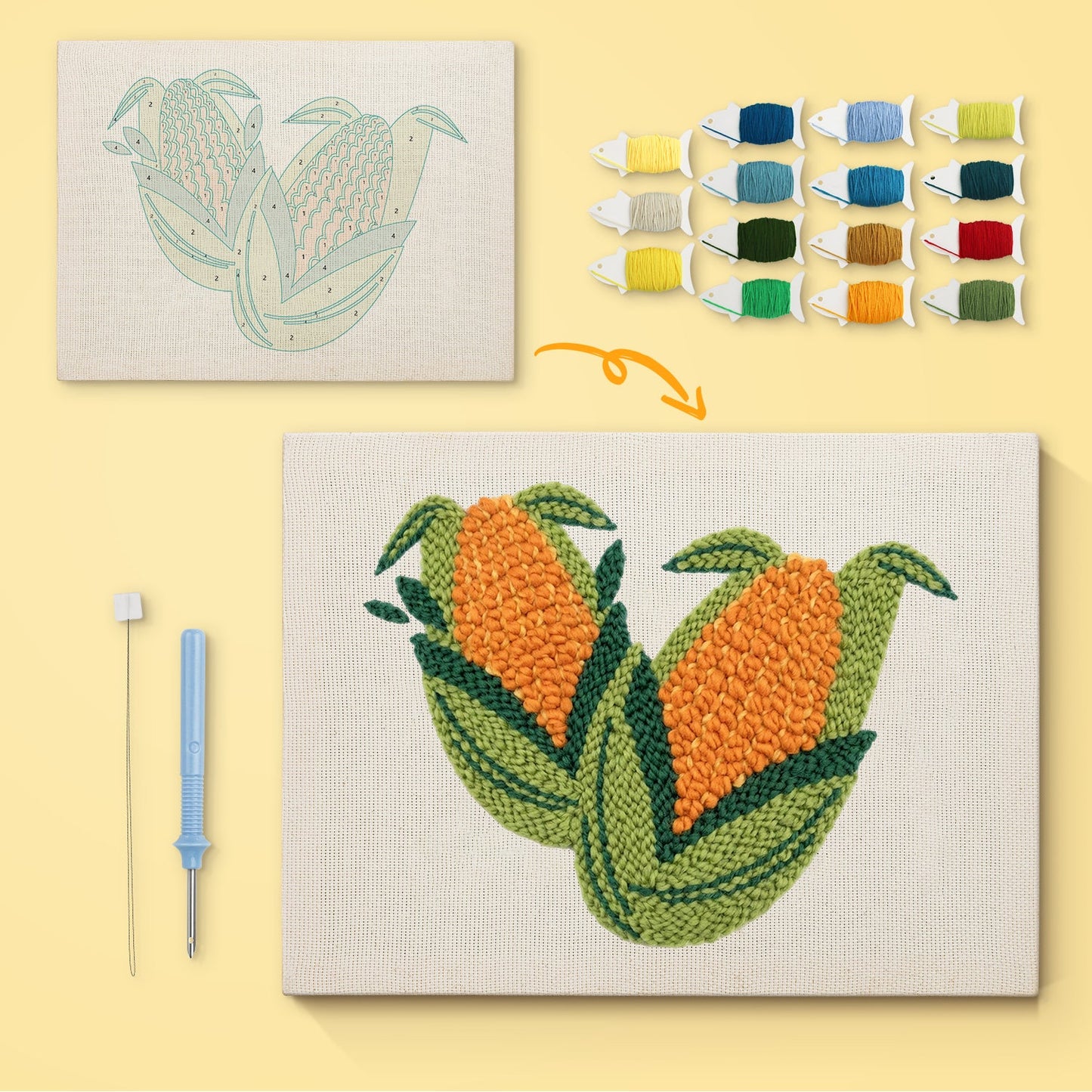 Corn on the Cob - Punch Needle